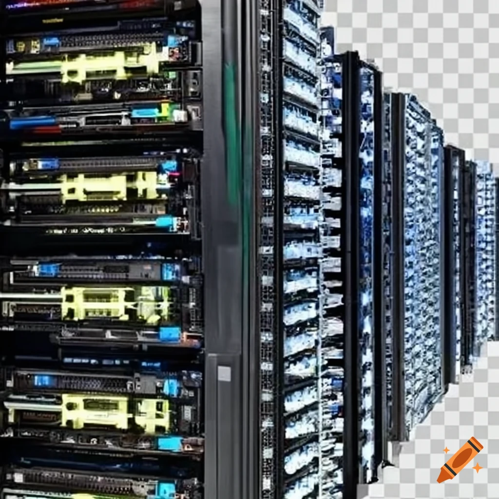 Top view of a server room with neatly organized racks on Craiyon