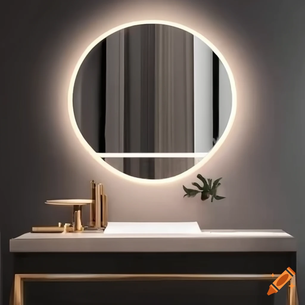 Modern bathroom with vanity and mirror on Craiyon