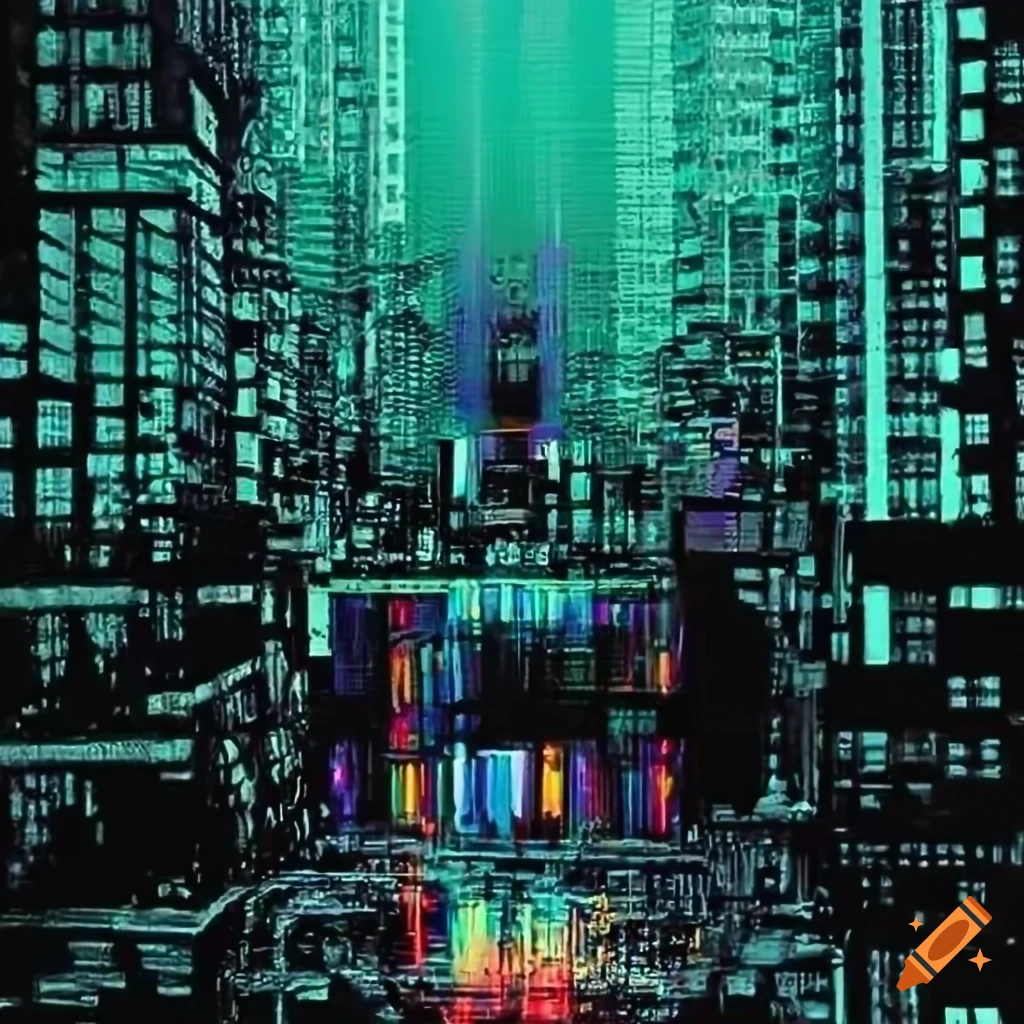 colorful dystopian poster with muted colors