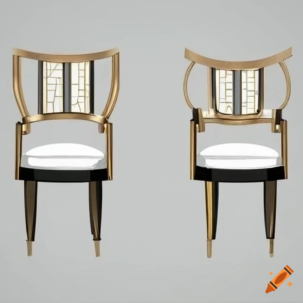 oak frame dining chair with geometric art deco design