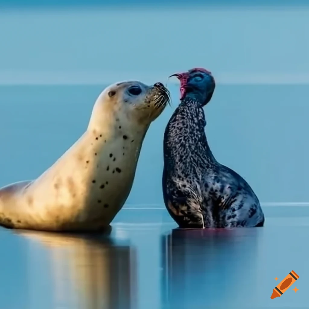 affectionate interaction between a harbor seal and a turkey