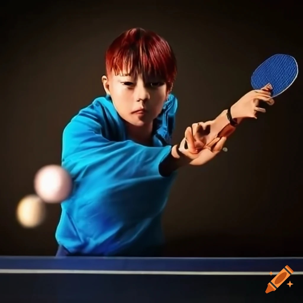 person playing table tennis
