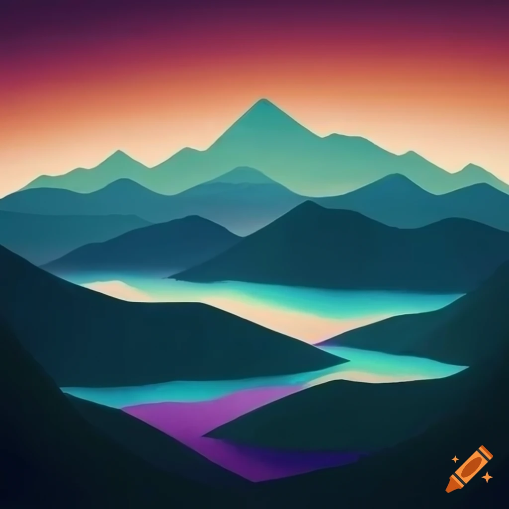 orophism geometric art of mountains, lakes, and forest