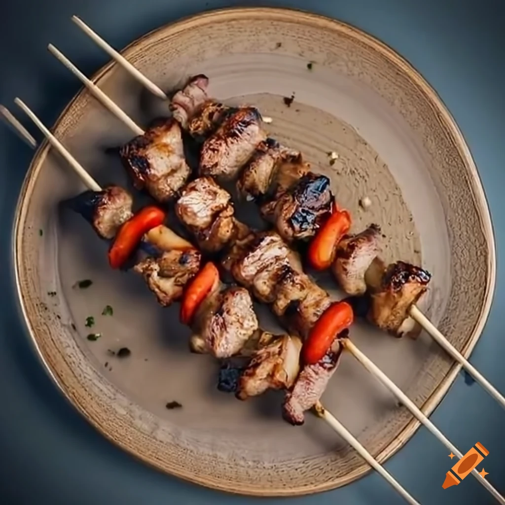 Delicious grilled meat skewers with spices on Craiyon