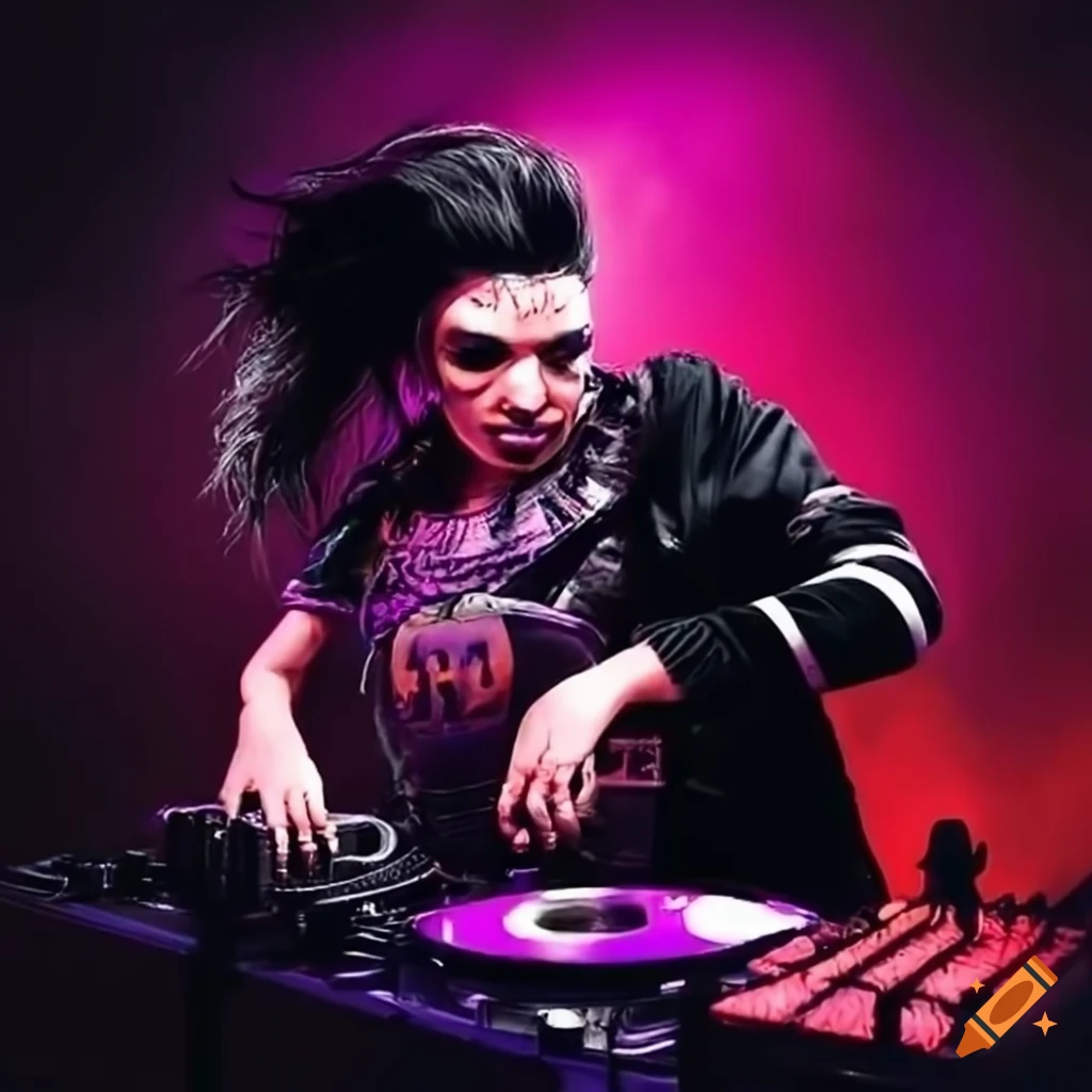 Halloween DJ spinning in a club