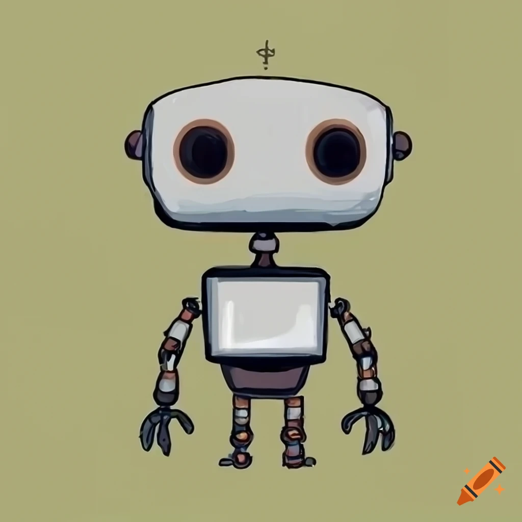 cute digital art of a small robot in a natural setting