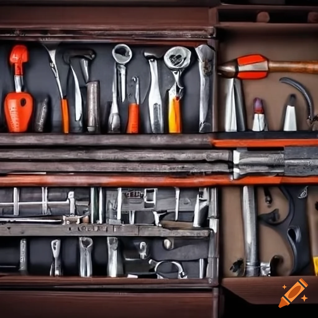 Tools in a toolbox on Craiyon