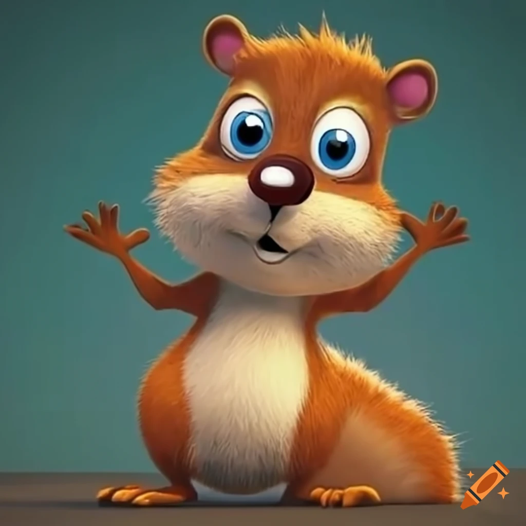 cartoon illustration of Sammy the squirrel giving a presentation