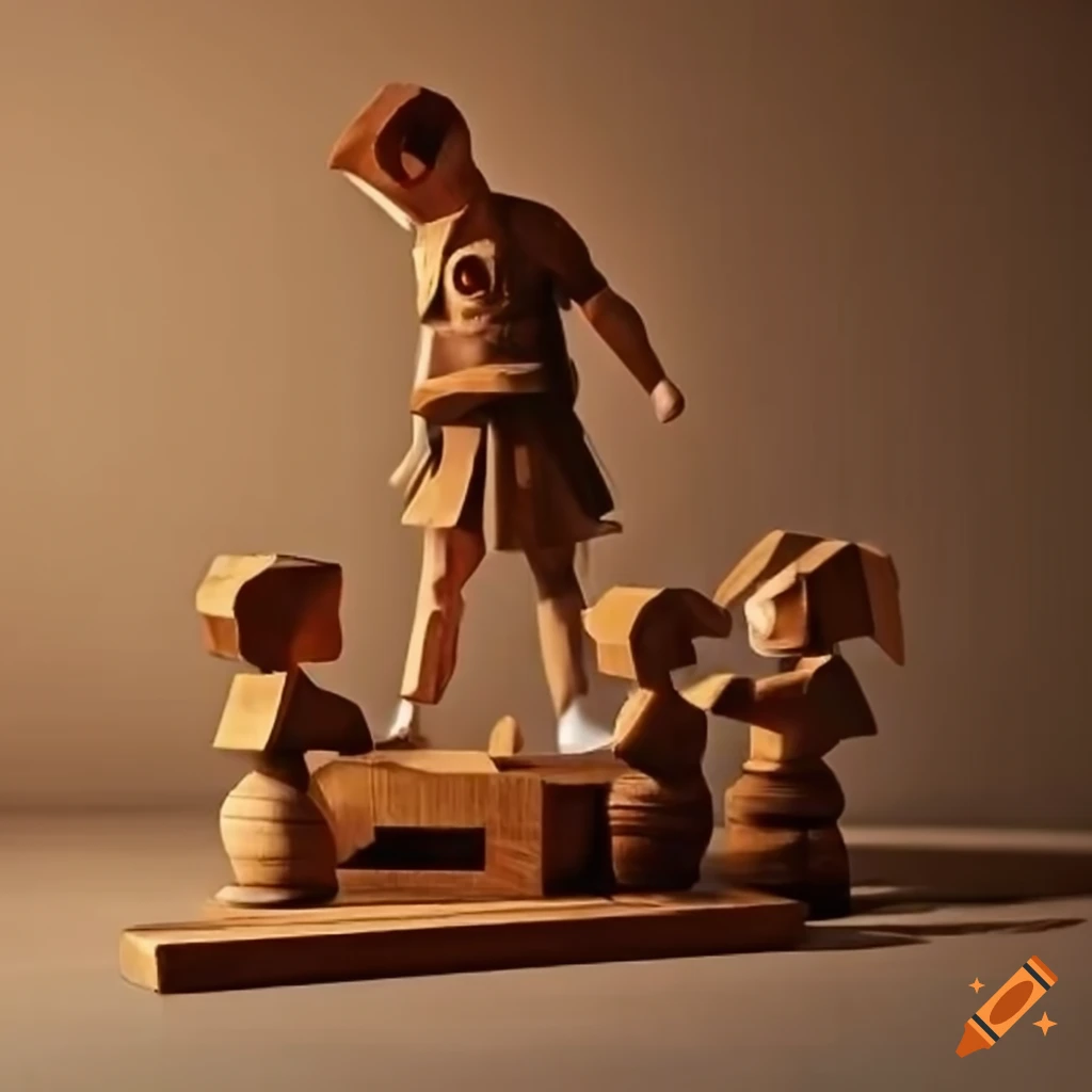 minimalist wooden Zelda sculpture by Norman Rockwell