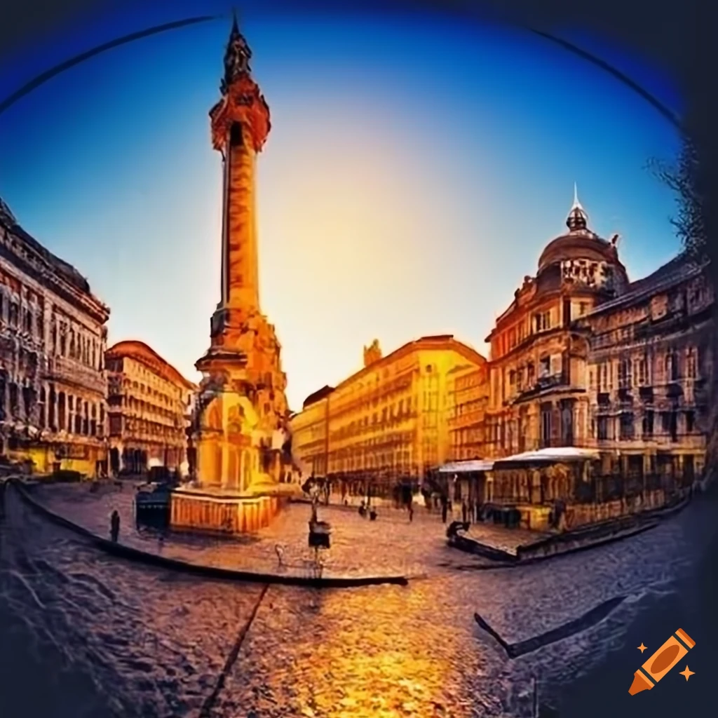 art illustration of famous European tourist destinations