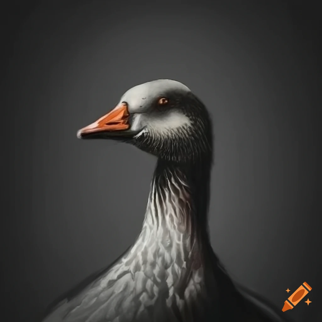 A menacing goose in a dark setting