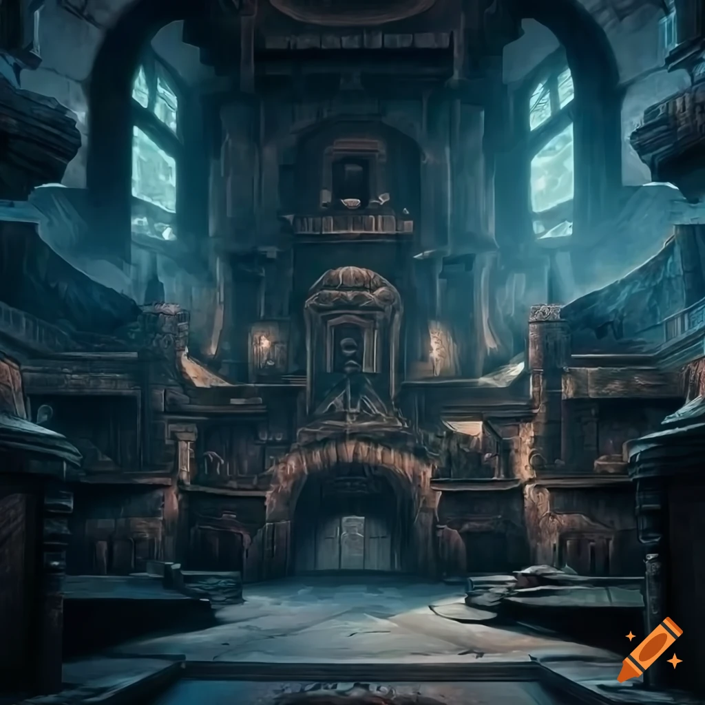 Detailed matte painting of a secret computer room in an old castle on ...