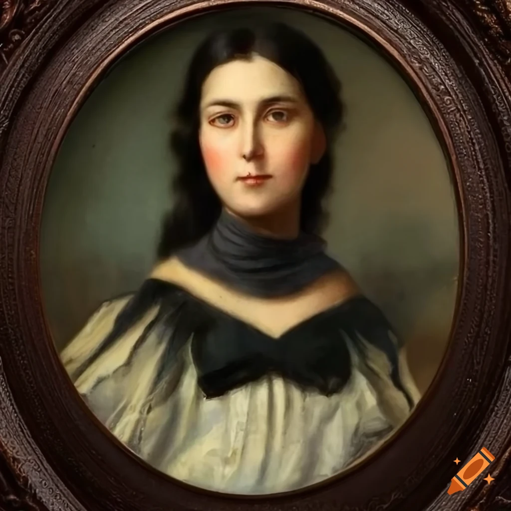 haunted house portrait of a brunette woman in Paul Delvaux style