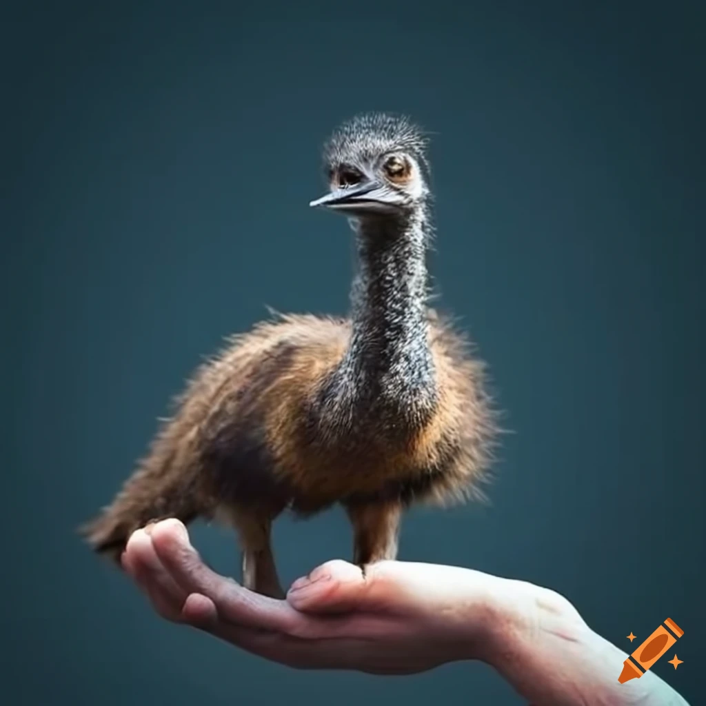photo of an emu perched on a hand