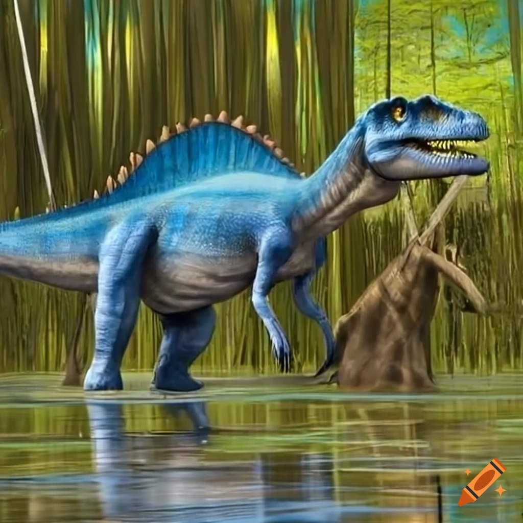 Two Hadrosaur Dinosaurs With Striped Color Pattern In A British two-hadrosaur-dinosaurs-with-striped-color-pattern-in-a-british