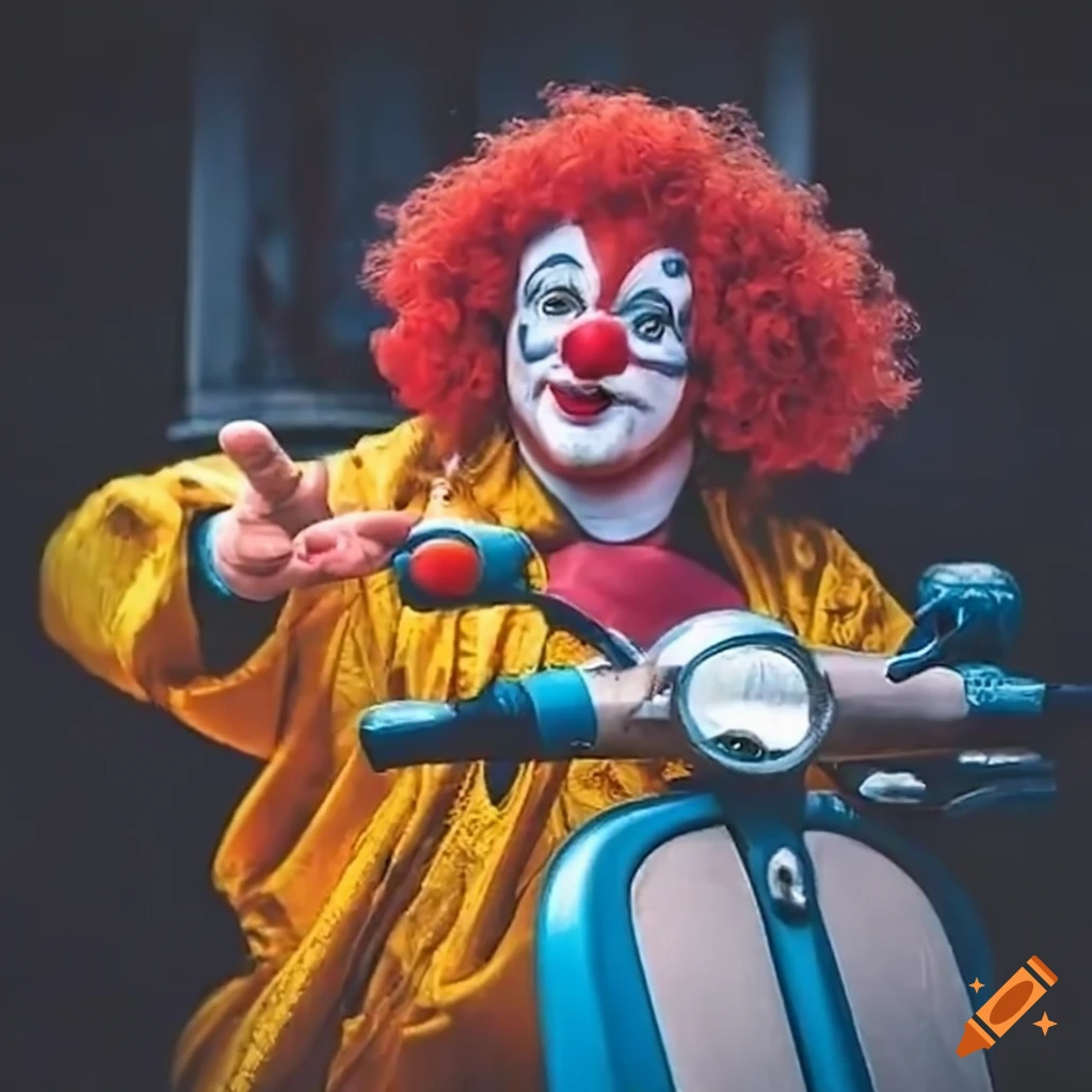 clown on a moped