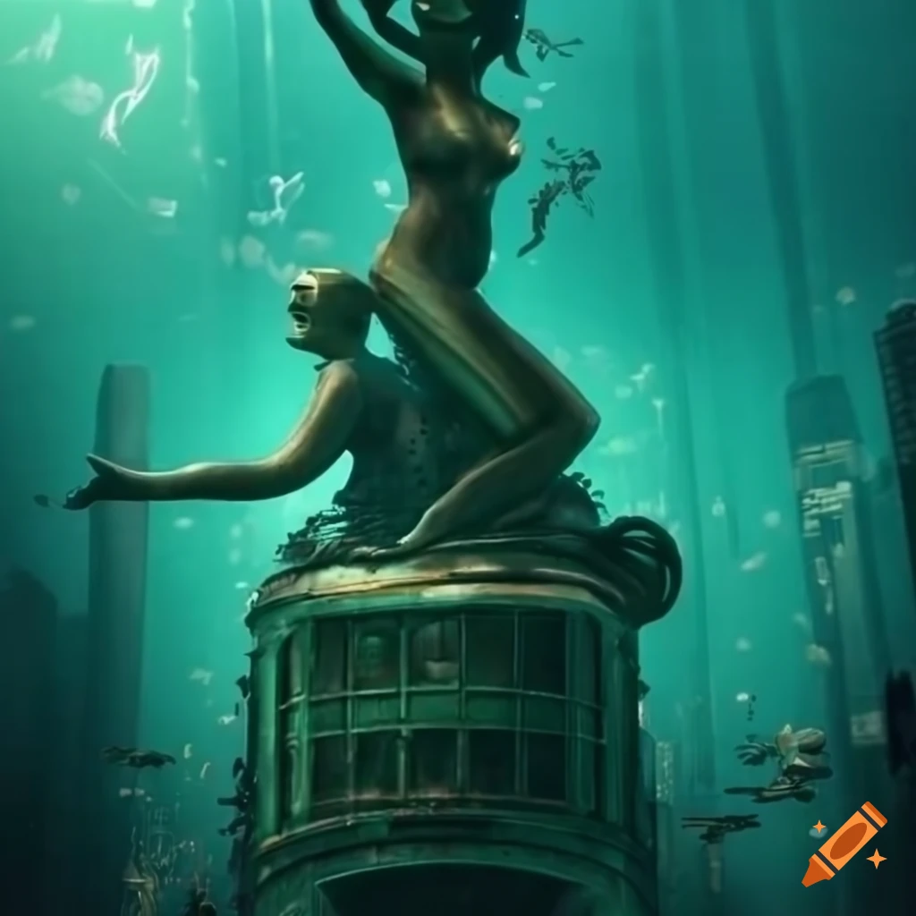 neon-lit underwater street in Bioshock Rapture