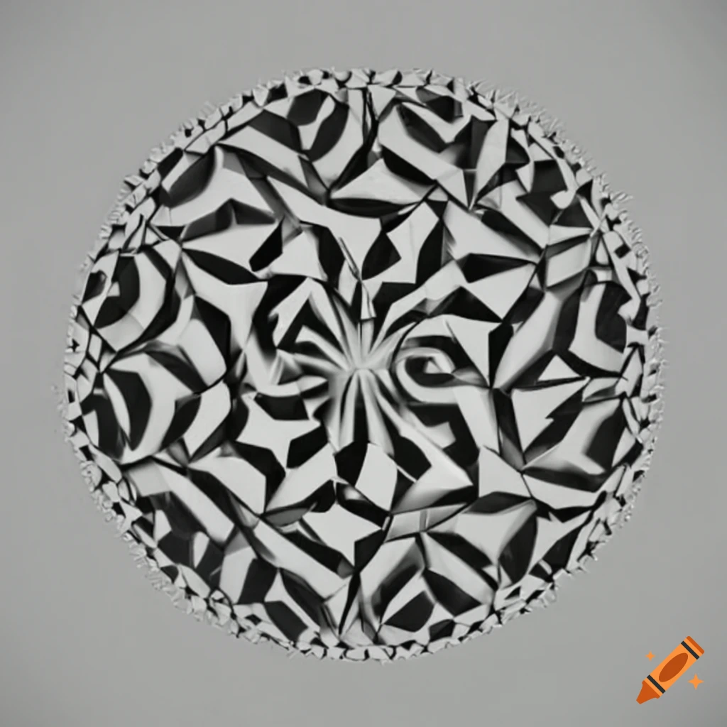 black and white 3D geometric pattern