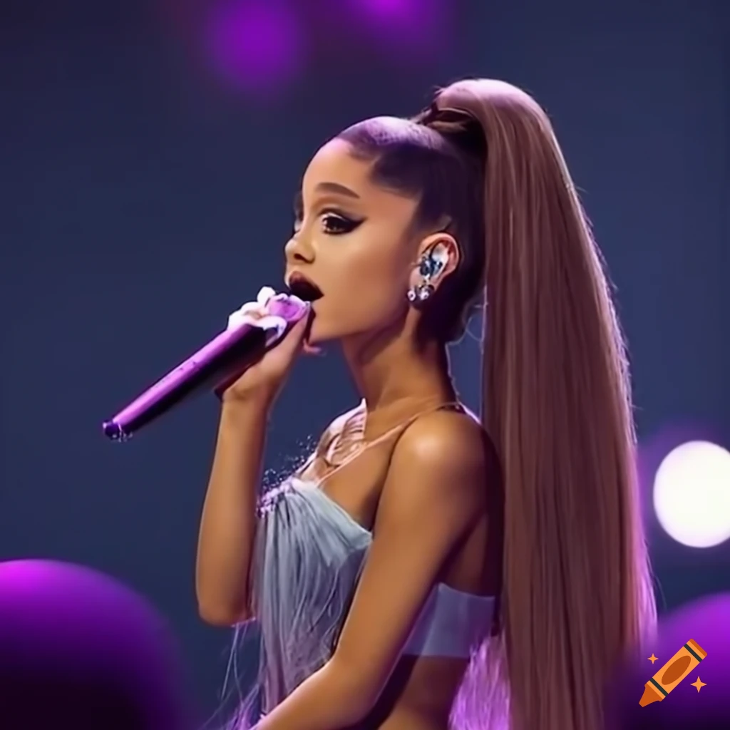 realistic depiction of Ariana Grande performing at the Positions world tour