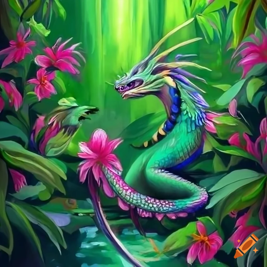 Mythical creature in a mythical forest on Craiyon