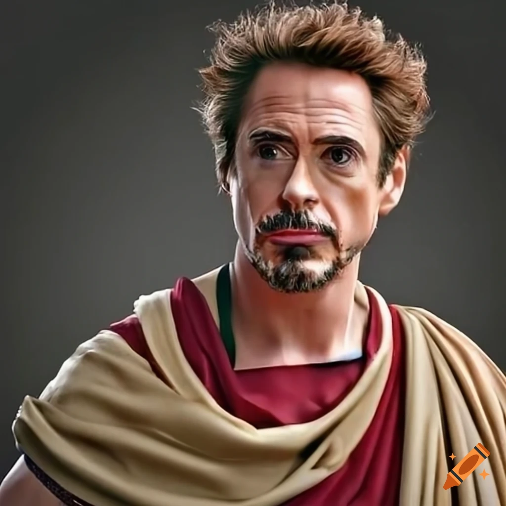 Robert Downey Jr dressed as an ancient Roman
