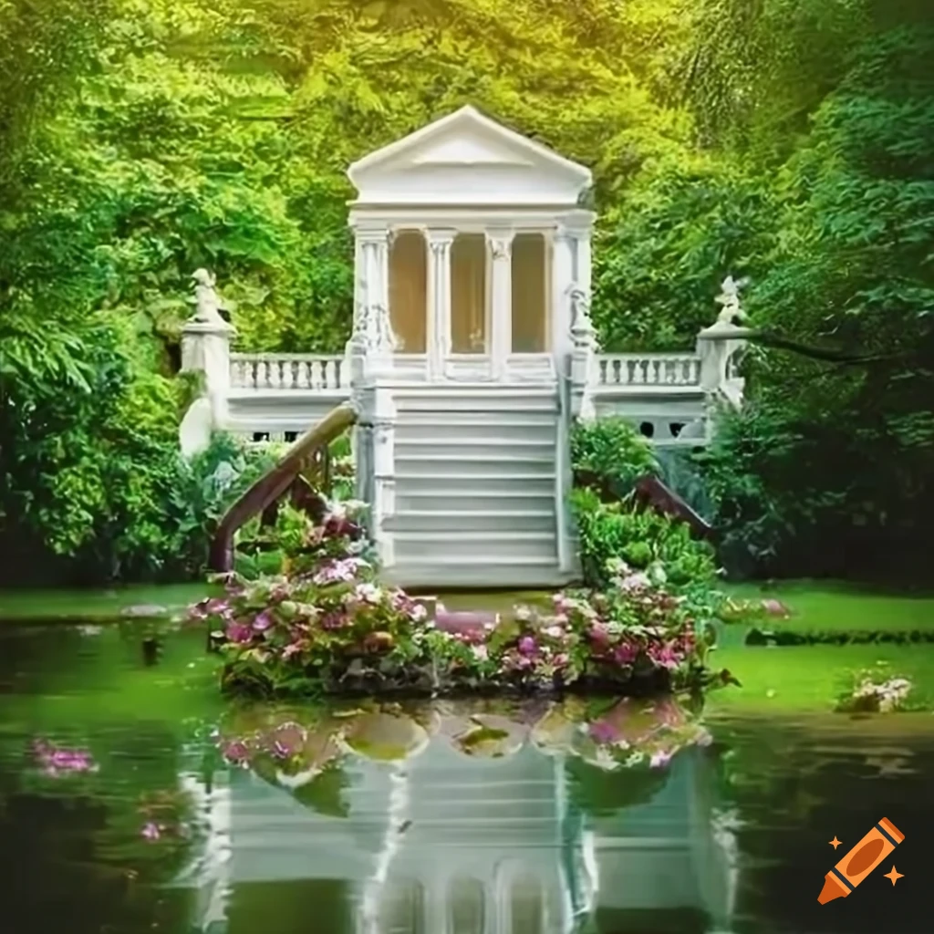 baroque garden with children playing