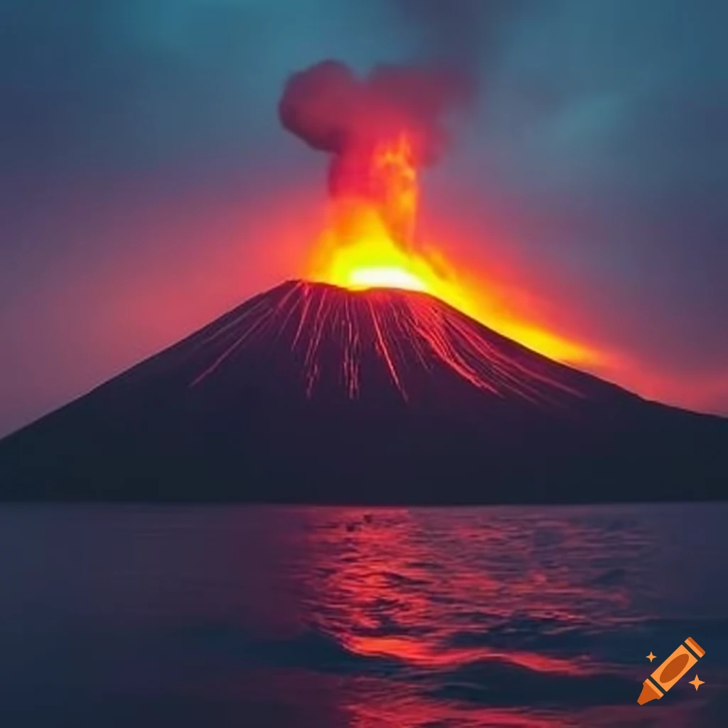sunset view of a massive volcano