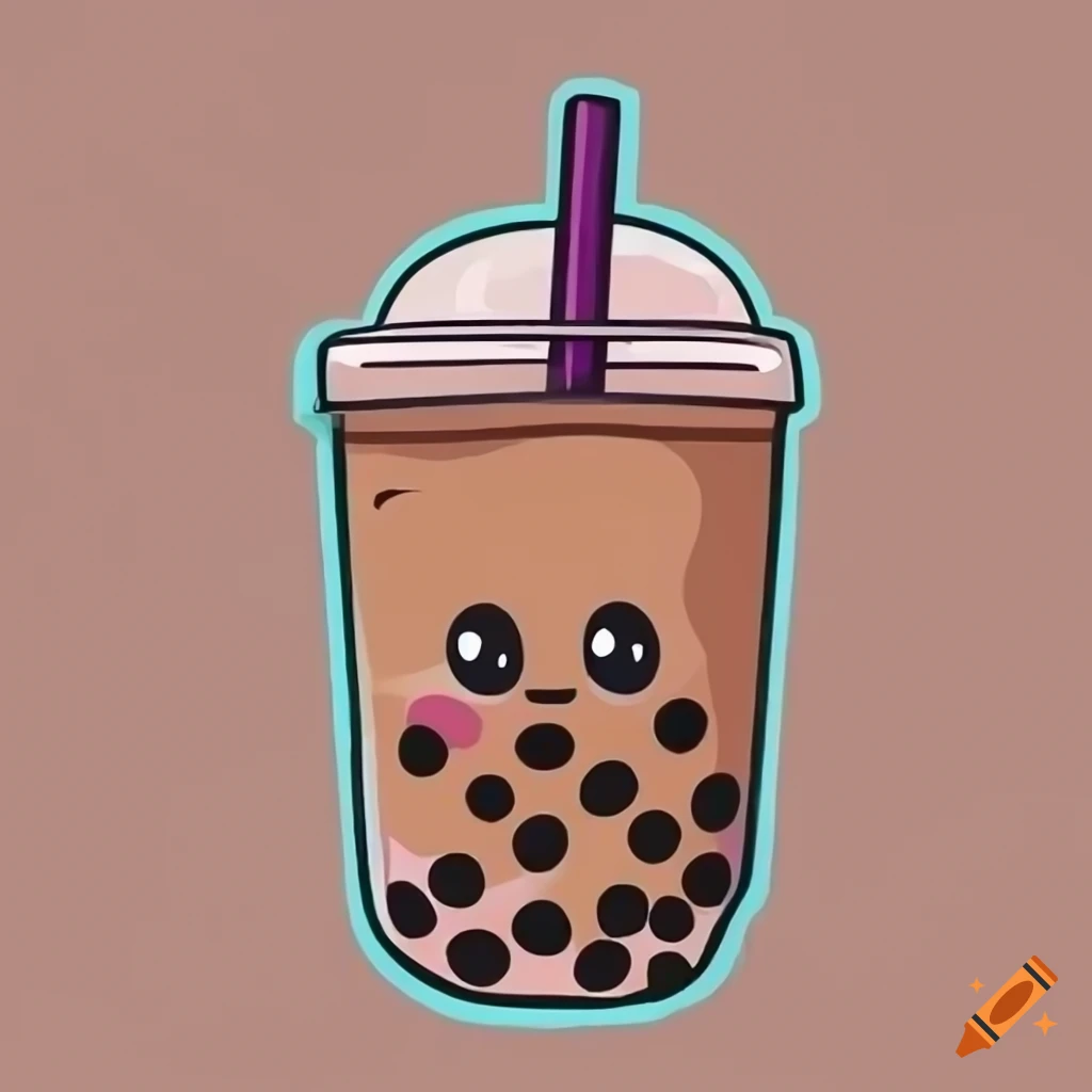Cute cartoon boba cup with smiley face on Craiyon