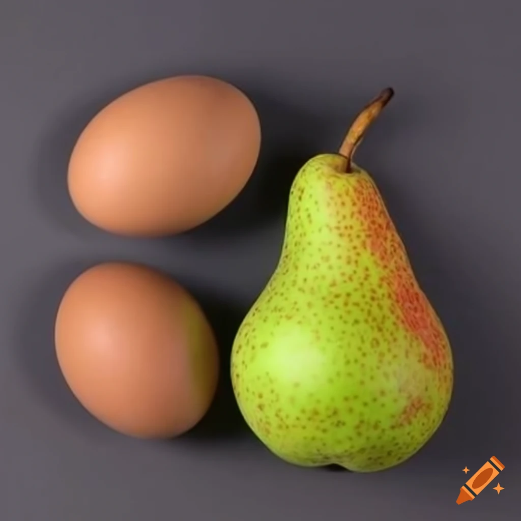 image of a pear and two eggs