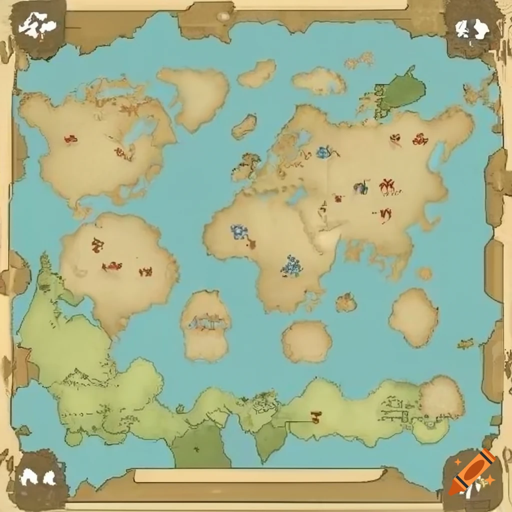 Map of a fantasy world with multiple - E794d130e97d46f6a47c5e5b8c9ee42a.webp