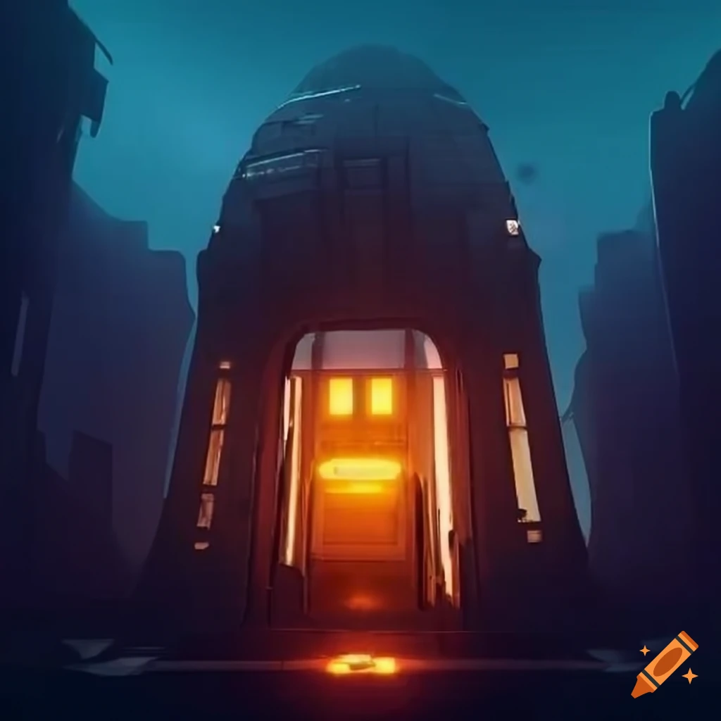 modern yet old-fashioned village with shiny metal structures