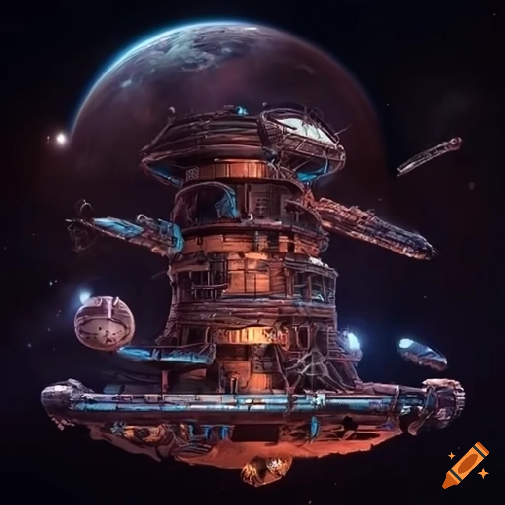 Futuristic robot overlooking a metallic planet with sci-fi spaceships in  the sky on Craiyon
