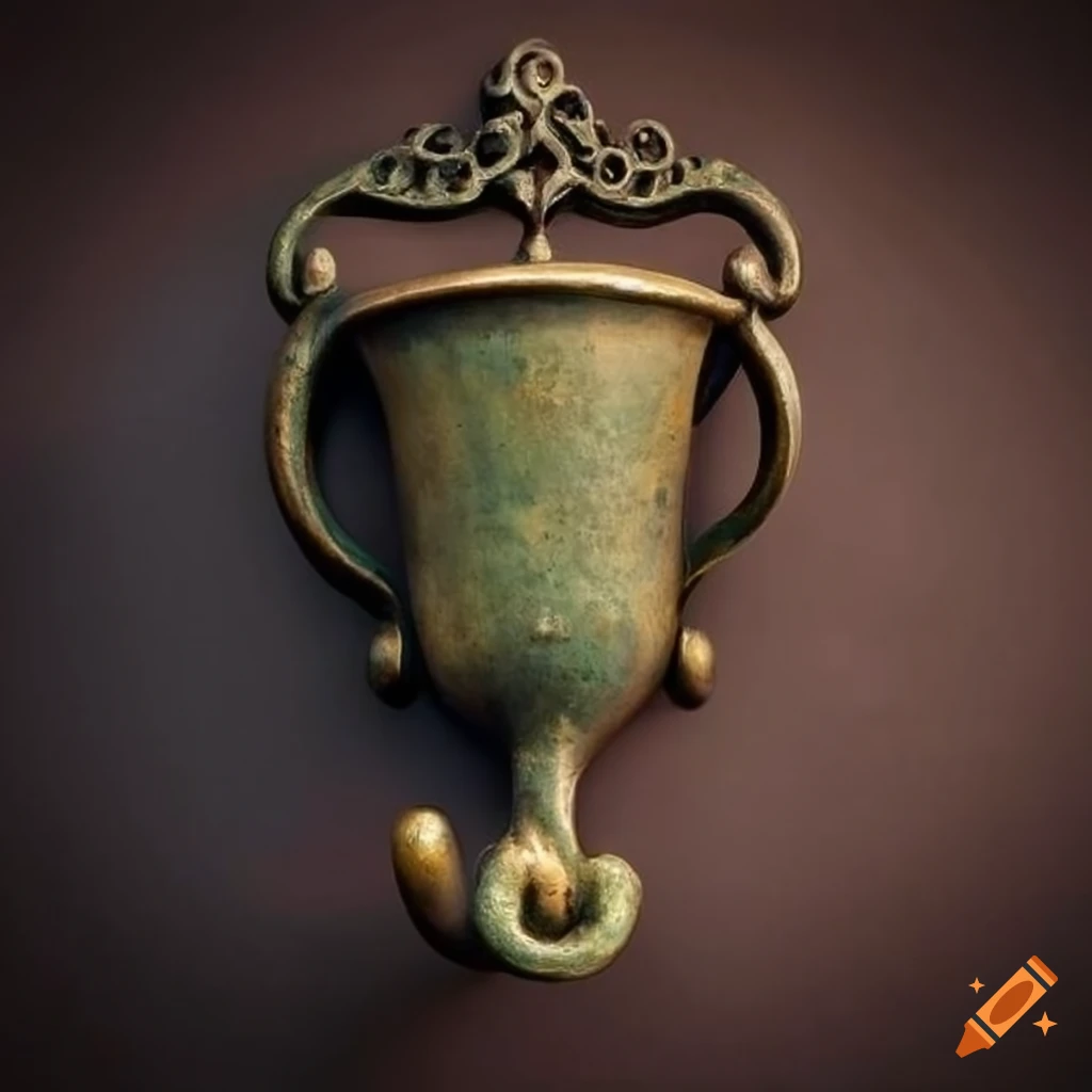 Bronze gothic style cup hook on a wall on Craiyon