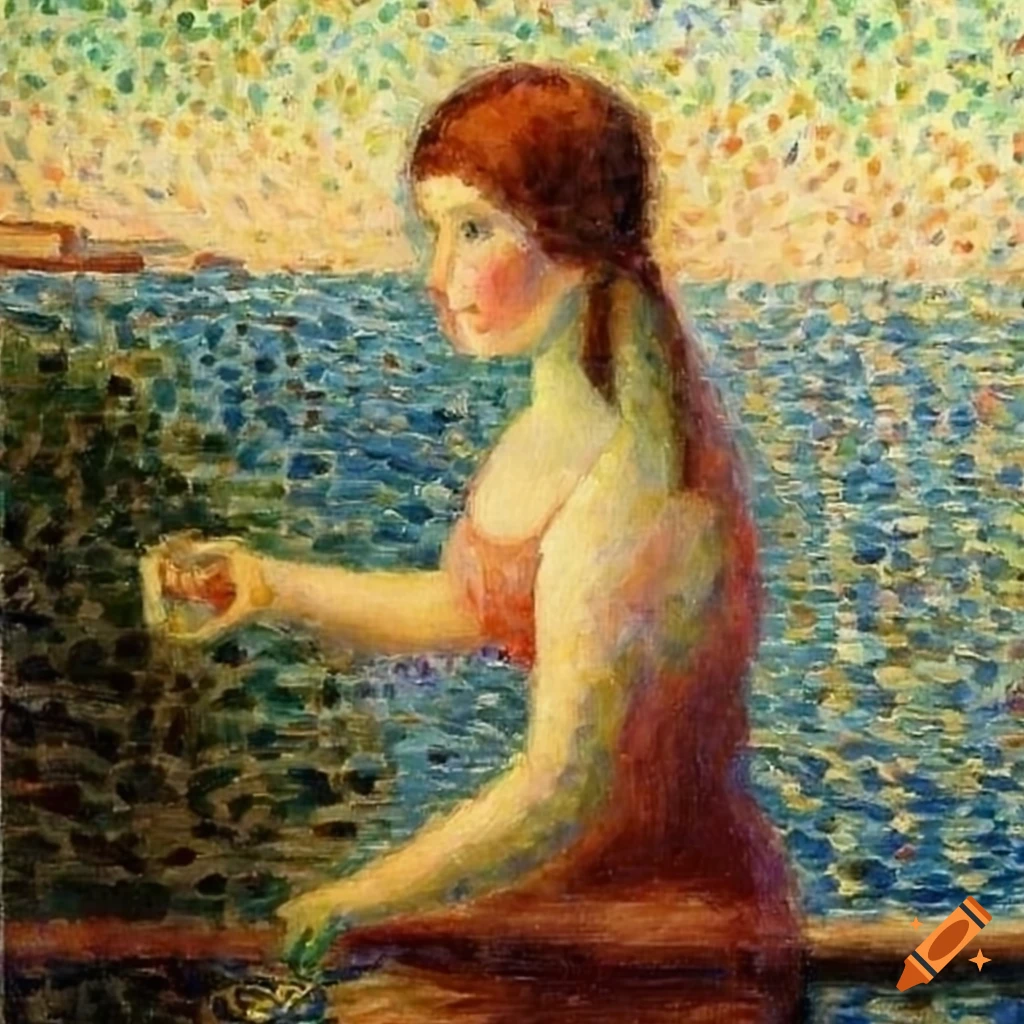 oil painting of a lady on a balcony with a view