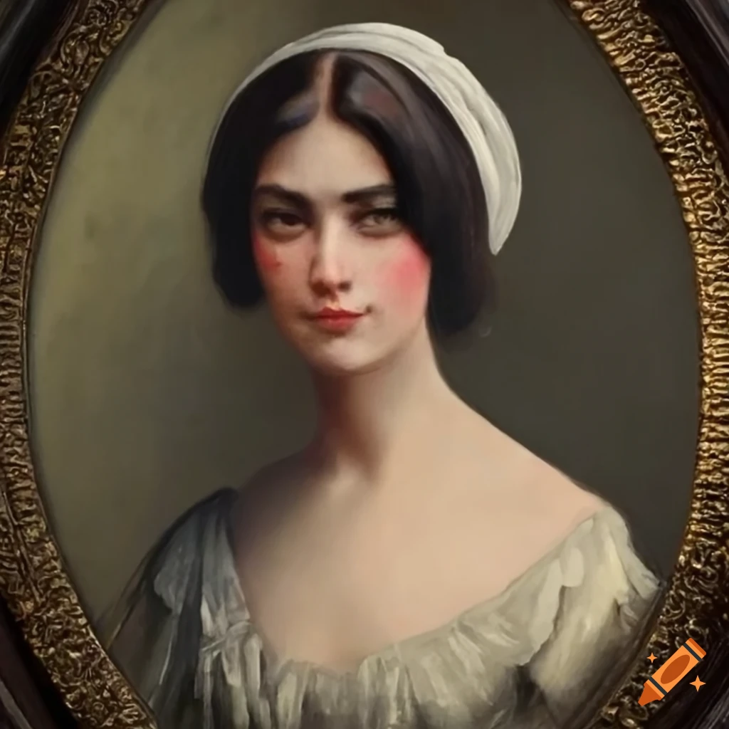 haunted house portrait of a brunette woman