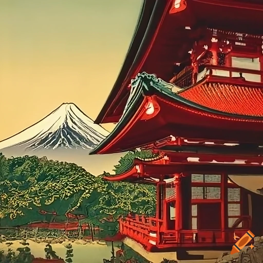 illustration of a samurai with Mount Fuji in the background