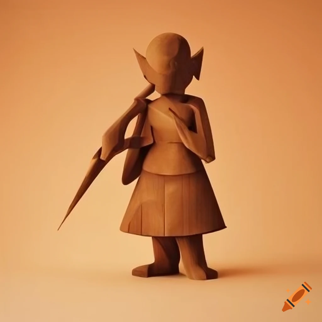 minimalist wooden sculpture inspired by Zelda game
