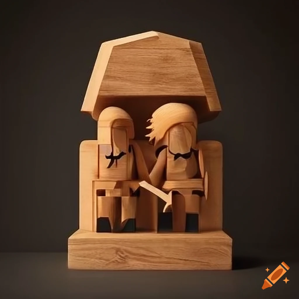 minimalist wooden Zelda sculpture by Norman Rockwell