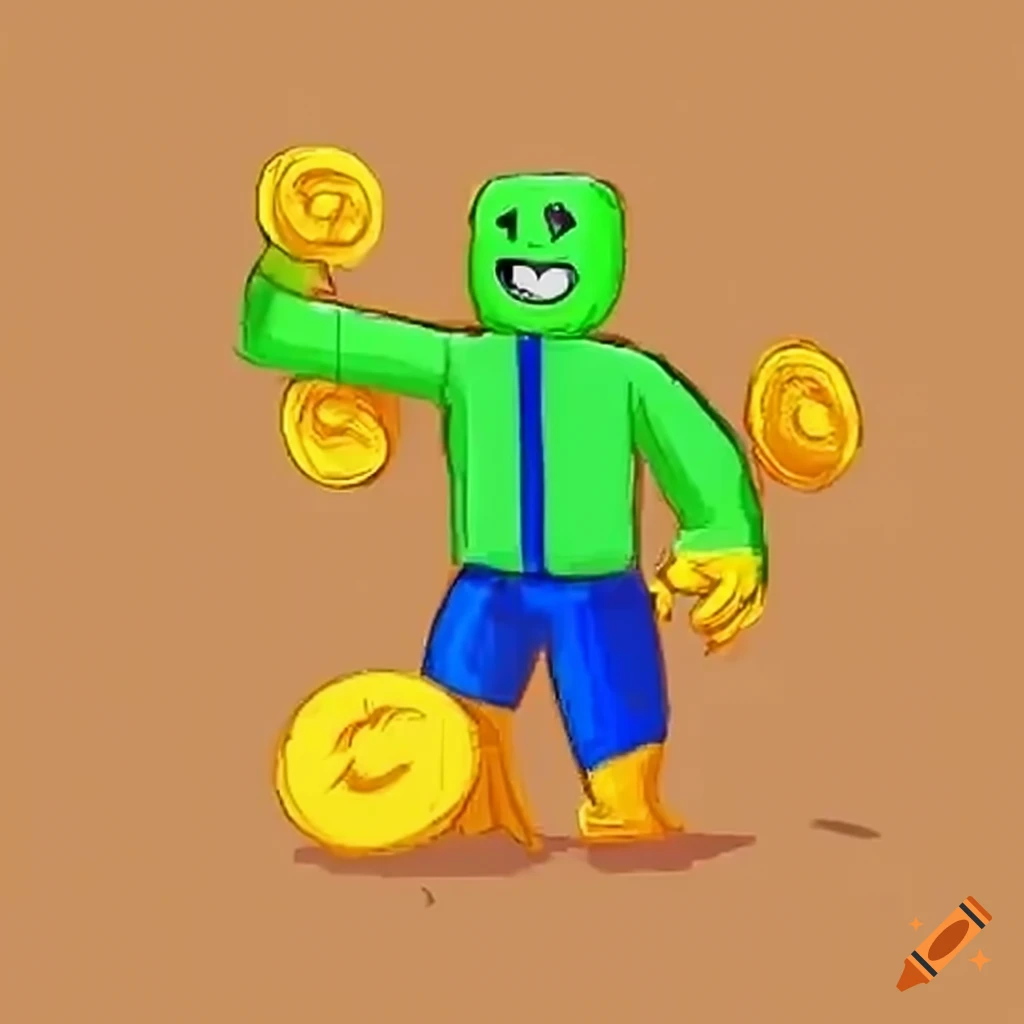 Roblox noob throwing a coin at a crying noob