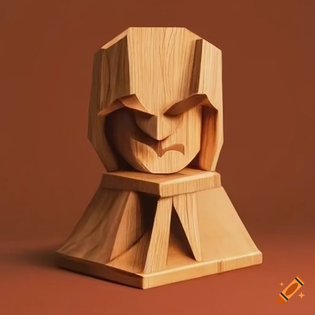 minimalist wooden sculpture inspired by Zelda game