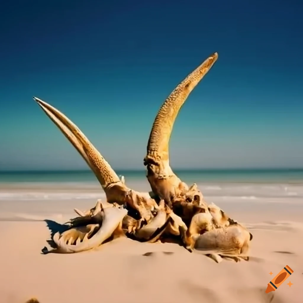 fossilized-dinosaur-bones-on-the-beach-on-craiyon