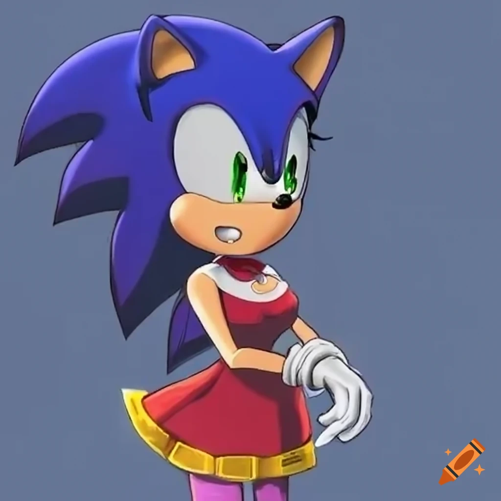 Fan art of female sonic the hedgehog and female classic sonic