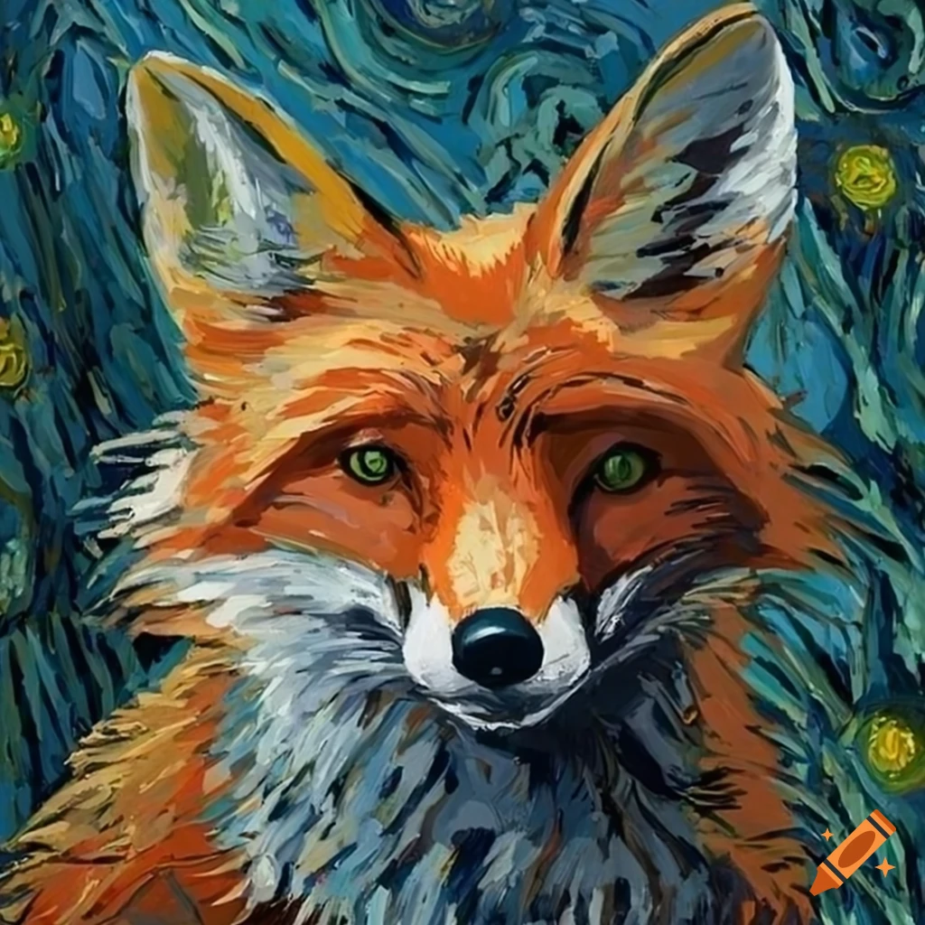 fox artwork in the style of van Gogh