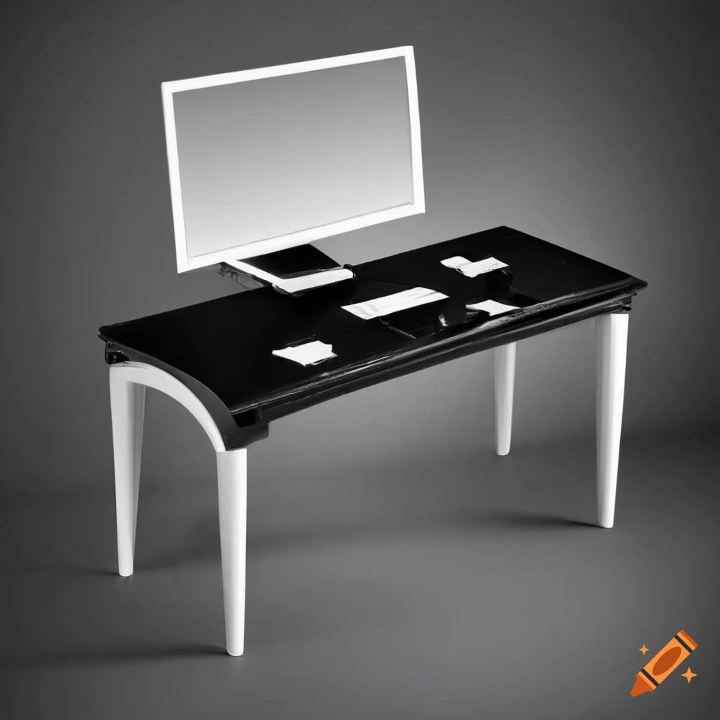 Black and white office workspace on Craiyon