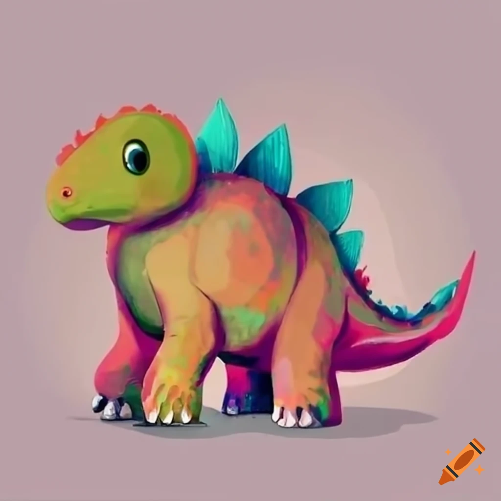 Illustration Of A Cute Baby Stegosaurus With Colorful Plates On Craiyon