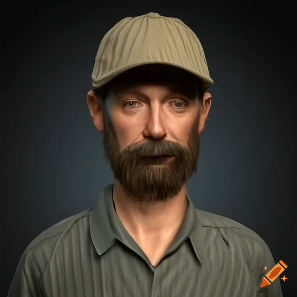 portrait of a middle-aged farmer in overalls
