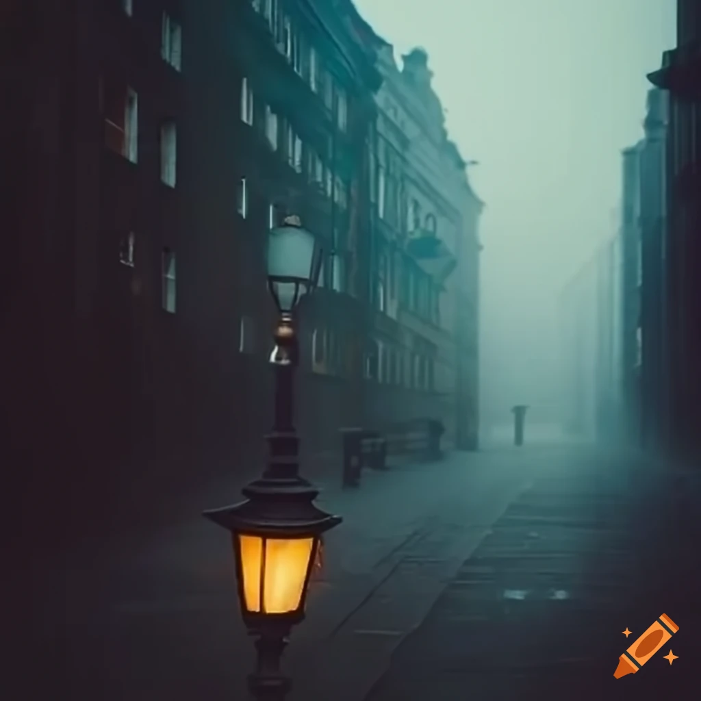 street lamp in the fog