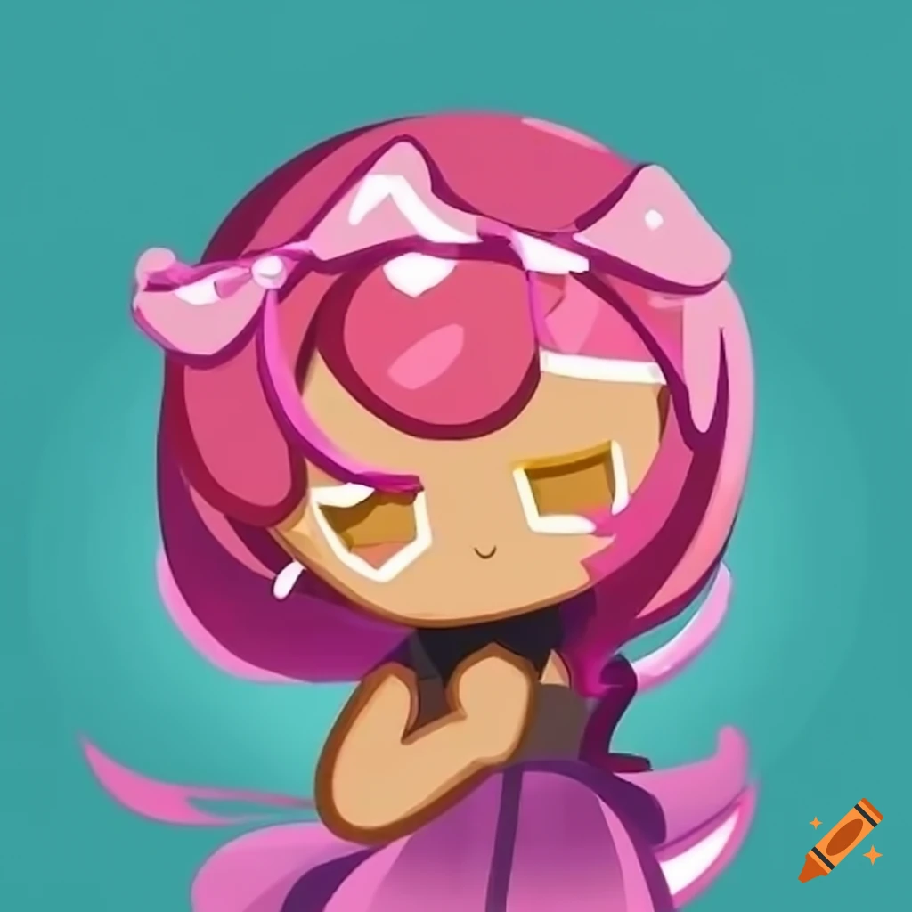 Cute doll cookie run character with pink hair