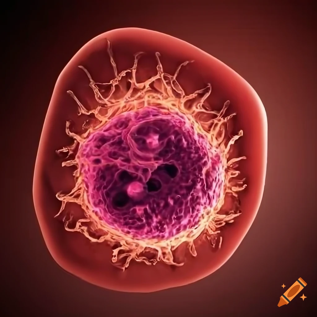 Illustration Of A Cancer Cell In A Bloodstream On Craiyon