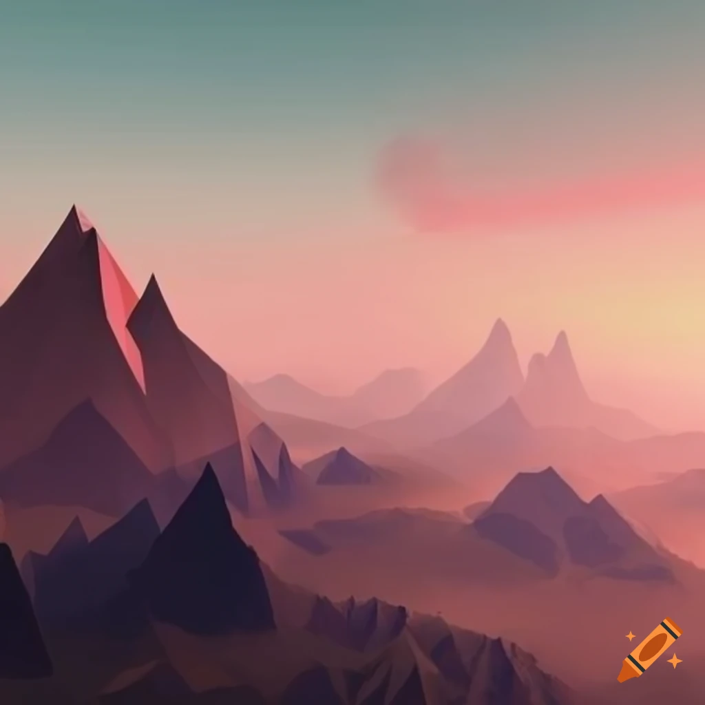 Geometric representation of mountains on Craiyon image.